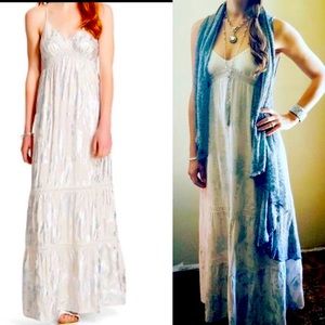XS Cream & Silver Metallic Maxi Dress Mossimo brand